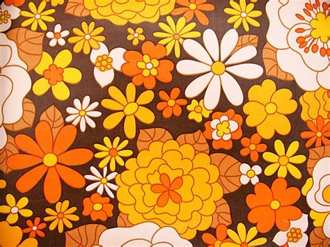 70s Orange Floral Wallpaper 1970s Vintage Wallpaper Retro Brown