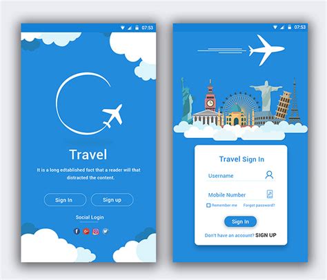 Travel App Sign In Page On Behance