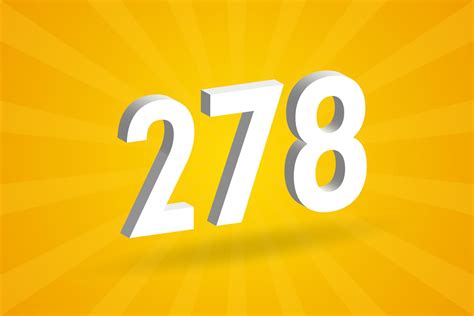 3d 278 Number Font Alphabet White 3d Number 278 With Yellow Background