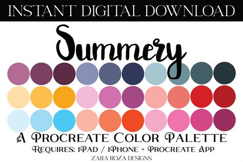Summery Procreate Color Palette Graphic By ZaraRozaDesigns Creative Fabrica