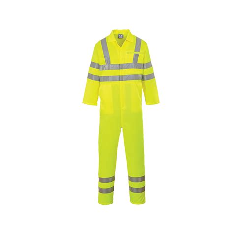 Hi Vis Yellow Poly Cotton Coverall Hv6200 Spartan Safety