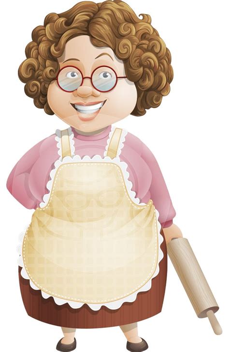 grandma vector cartoon character 112 illustrations set graphicmama cartoon chef old lady