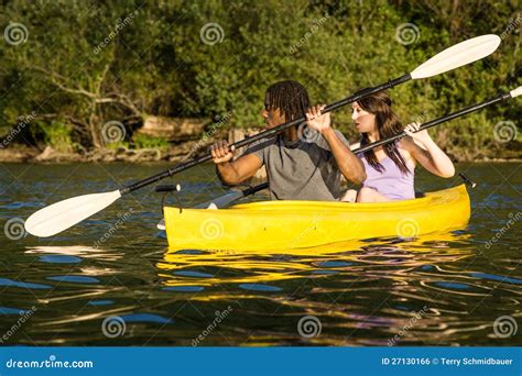 Lake Kayaking Couple Stock Photo Image Of Boat Outdoors 27130166