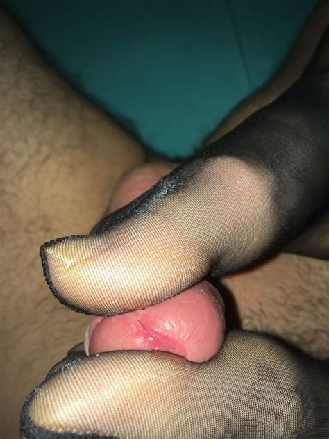 Gf Teasing With Footjob And Blowjob In Black Nylon
