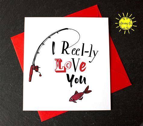 Fishing Valentines Card I Reel Ly Love You Fishing Card Etsy Uk