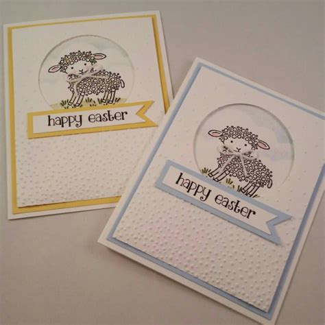 Easter Lamb Handstamped Happy Easter Greeting Card In Yellow Etsy