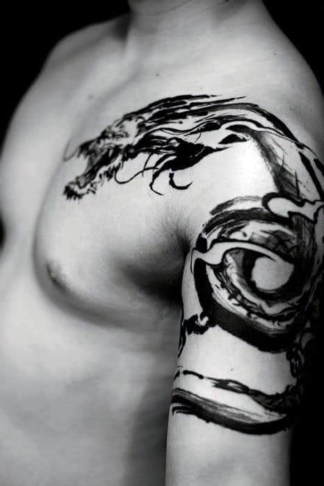 Fiery Dragon Shoulder Tattoo Designs For Men Guide