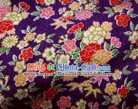 asian traditional classical peony daisy pattern red tapestry satin nishijin brocade fabric