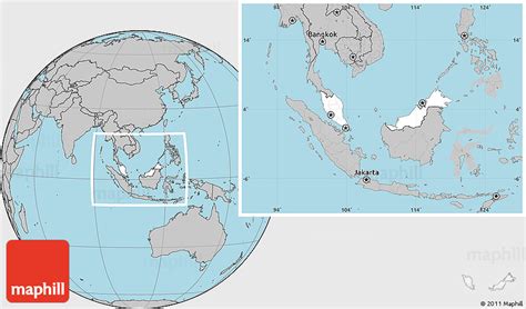 It consists of the states of sabah and sarawak on the northern part of the island of borneo and is separated from mainland peninsular, or west, malaysia on the malay peninsula… … Blank Location Map of Malaysia, gray outside