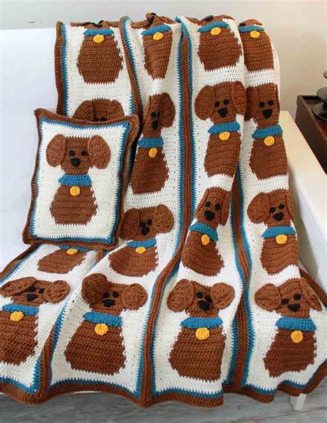 Puppy Love Afghan And Pillow Crochet Pattern Maggies Crochet