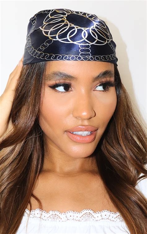 Navy Printed Bandana Accessories Prettylittlething Usa