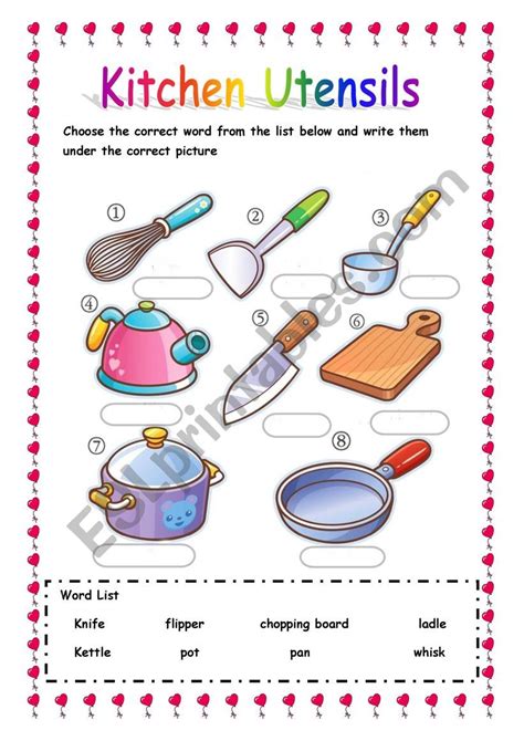 Free Printable Cooking School Worksheet For Kindergarten Free Kitchen
