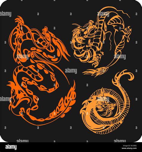 Chinese Dragons Set Stock Photo Alamy