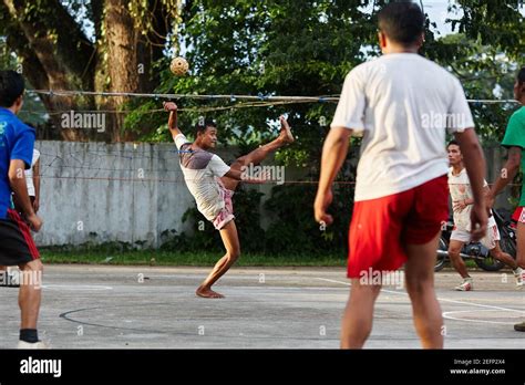 A Sepak Takraw Game In Hsipaw Myanmar Stock Photo Alamy