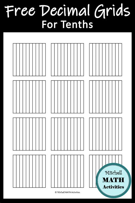 Free Printable Decimal Grid Models For Tenths And Hundredths Plus A