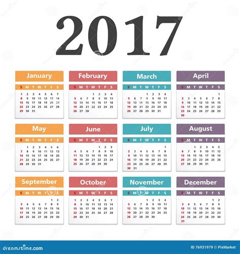Calendario 2017 Illustrazione Vettoriale Illustrazione Di Calendario