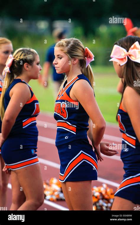 Junior Varsity High School Female Cheerleaders Stock Photo Alamy