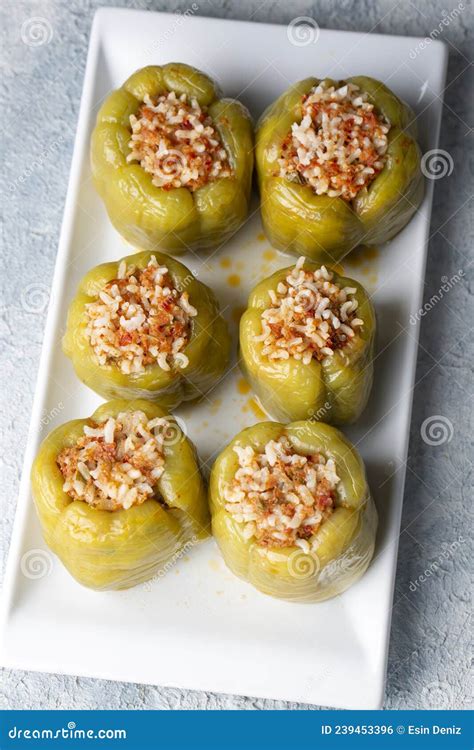 Traditional Delicious Turkish Food Stuffed Bell Peppers With Meat