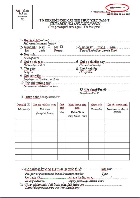 How To Fill In The Vietnamese Visa Application Form N