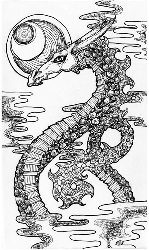 Zentangle Sea Dragon Dragon Coloring Page Dragon Coloring Pages