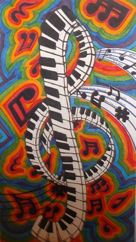 Piano Keys Form Musical Note Acrylic Painting By John Jenkins