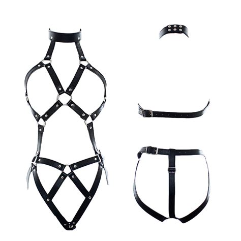 Bondage Restraint Bodysuit Neck Collar Slave Bra Choker Pu Leather Bdsm Sex Toy Ebay