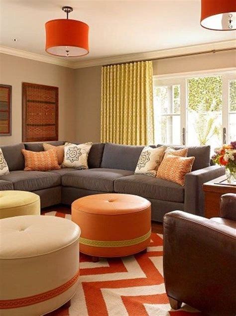 20 Stylish Orange And Grey Living Room Décor Ideas