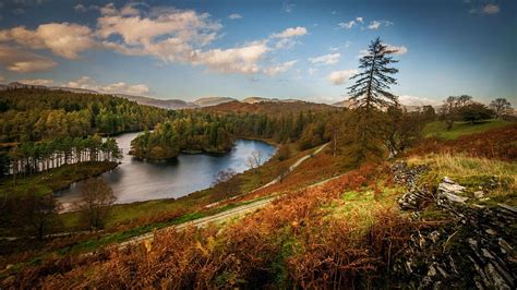 Lake District Cumbria England Water Clouds Landscape Autumn