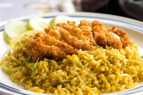 Fried Rice With Crispy Chicken Stock Photo Image 44154537