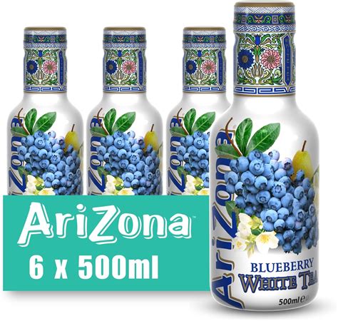 Arizona Blueberry White Tea Pack Of 6 X 500ml Pet Bottles Delicious