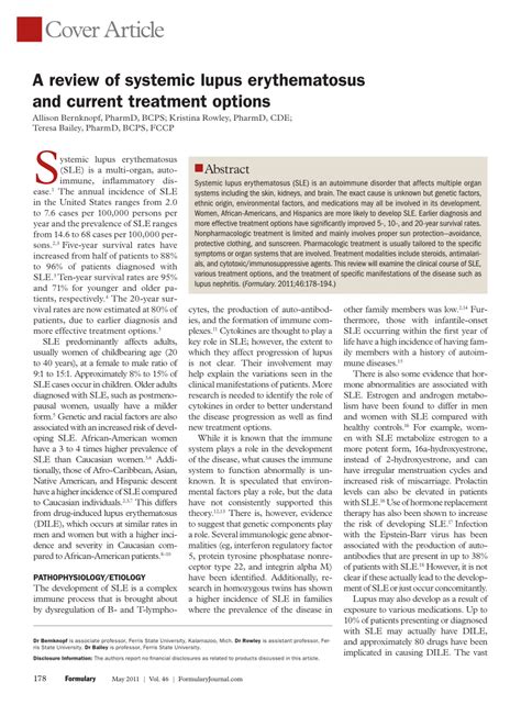 Pdf A Review Of Systemic Lupus Erythematosus And Current Treatment