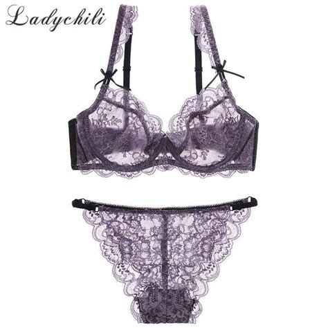 Ladychili Women Intimate Bra Set Large Size Lace Sexy Bra Cup Thin