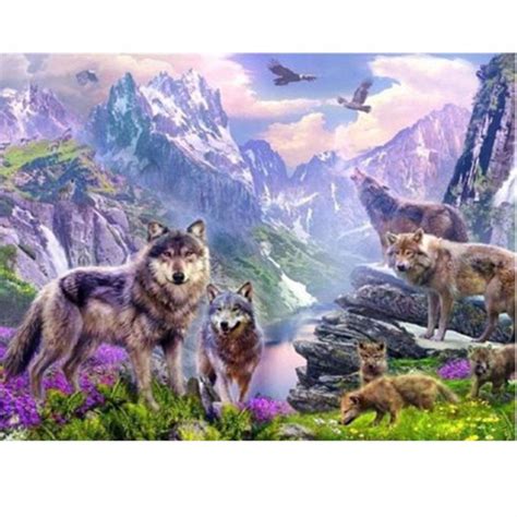 Wolves 5d Diamond Painting Embroidery Diy Craft Home Decor Wolf