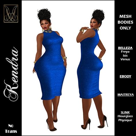 Second Life Marketplace Jcd Kendra Blue Mesh Dress For Mesh Bodies Bagged