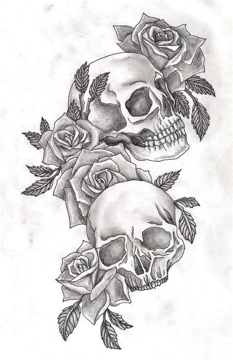 Skulls And Roses By Adler666 On Deviantart Tattoo Design Drawings
