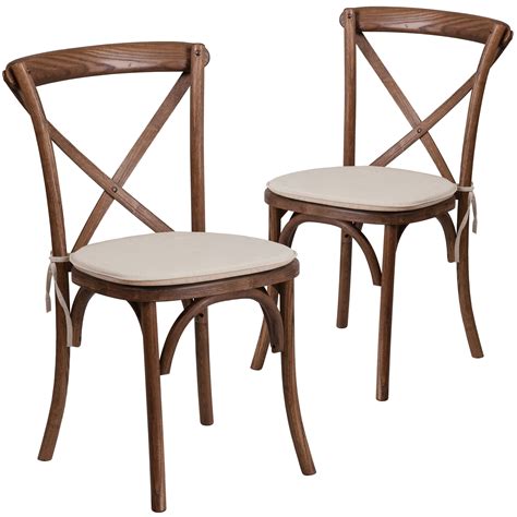 Lancaster Home 2pk Stackable Wood Cross Back Chair With Cushion