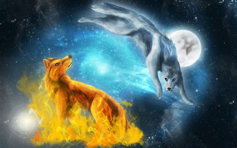 Fire And Ice Wolf Wallpaper Wallpapersafari Wolf Wallpaper Ice