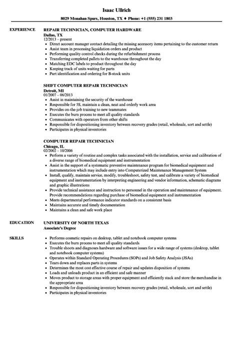 Because some degree of software knowledge is required for most candidates in today's job market, it's a good idea to devote a section of your resume exclusively to your computer skills. Computer Repair Resume - Resume Sample