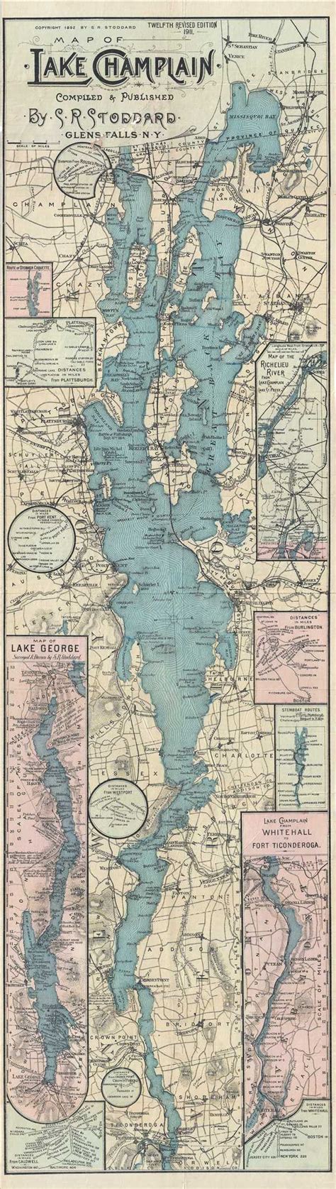 Map Of Lake Champlain Compiled And Published By S R Stoddard Glens