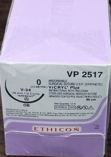 Violet Ethicon Synthetic Absorbable Coated Vicryl Plus Antibacterial