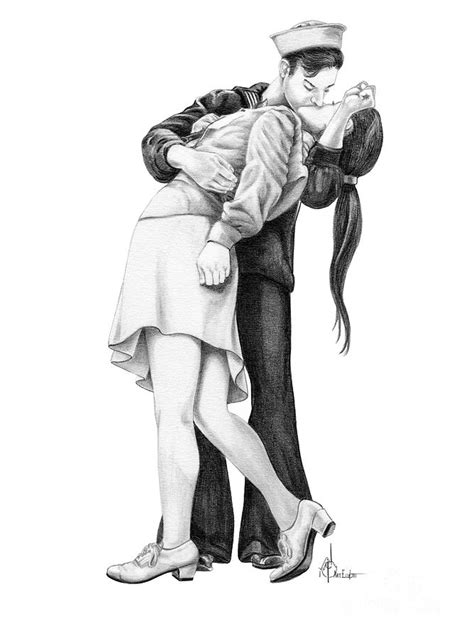 Kissing Sailor Drawing By Murphy Elliott