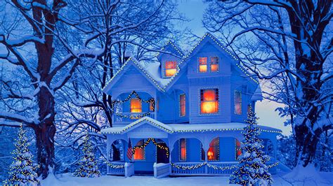Christmas Holiday Winter Snow House Wallpaper 11588 Baltana