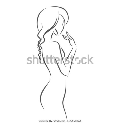 elegant silhouette nude sitting slender girl stock vector royalty free 455450764 shutterstock