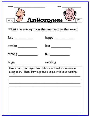 Antonyms Activities Teaching Resources