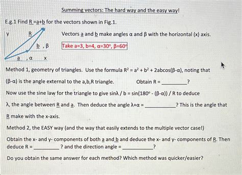 Solved Summing Vectors The Hard Way And The Easy Wayeg 1