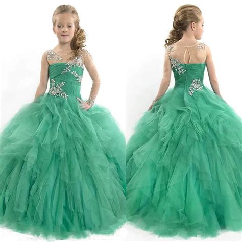 Vintage Princess Red Heavily Beading Floor Length Ball Gown Kids Prom