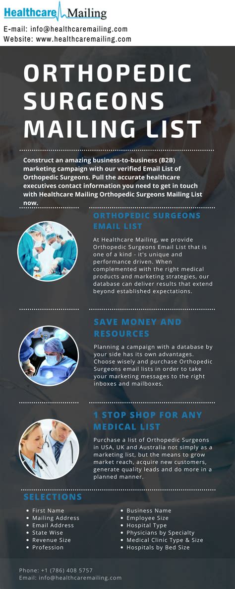 The average salary for a managing director, sales & marketing in italy is €105,849. Orthopedic Surgeons Email List (With images) | Healthcare ...