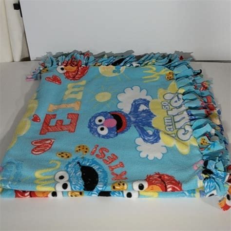 Unknown Bedding Sesame Street Throw Blanket With Tassels Ft Elmo Grover And Cookie Monster