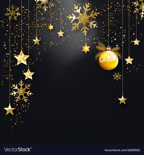 Black Christmas Background With Gold Glitter Vector Image
