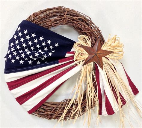 Flag Wreath Patriotic Wreath Americana Wreath 4th Of July Etsy